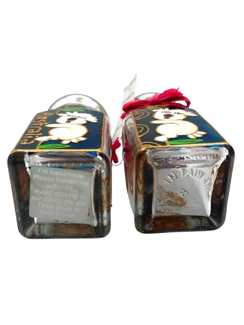 Koala Bear Glass Shakers Salt Pepper Hand Painted Liza Enger Australia Gift Box